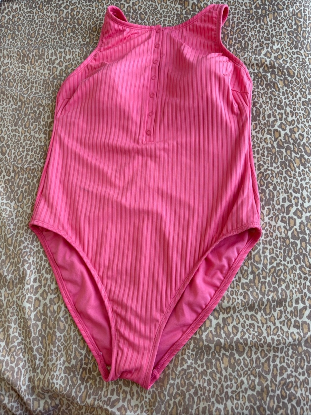 Shade & Shore Pink Ribbed One-Piece Swimsuit